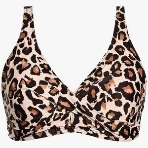 Leopard Print Bikini Top Sz XL (Black Bottoms Available)